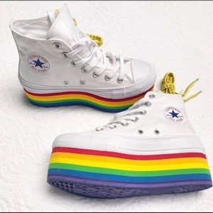 converse rainbow platform sneakers